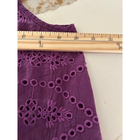 Johnny Was Eyelet Mini Dress Purple SZXXL Boho Floral Romantic Festival - Picture 7 of 9